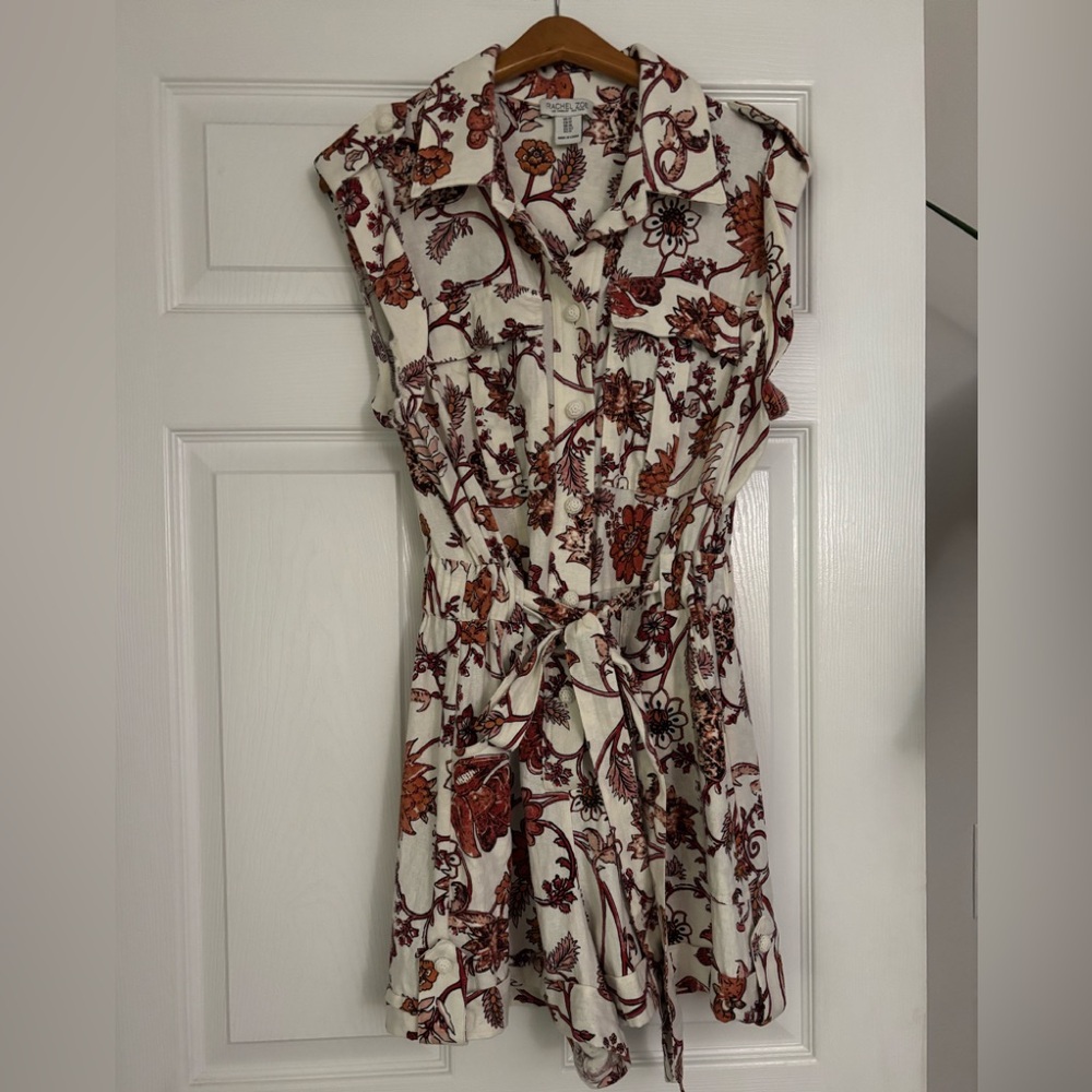 Rachel Zoe Cream Mini Dress with Rust Floral Print